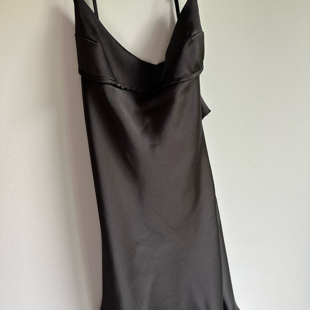 Zara Elegant Black Satin Dress